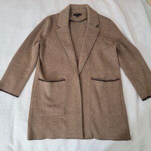 J.CREW Size XS SOPHIE Open-Front Cardigan Sweater AQ412 Blazer Brown Herringbone